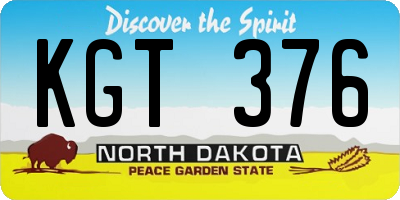 ND license plate KGT376