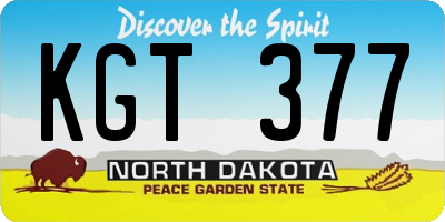 ND license plate KGT377