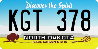 ND license plate KGT378