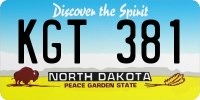 ND license plate KGT381