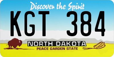 ND license plate KGT384