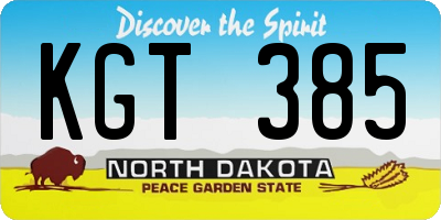 ND license plate KGT385
