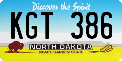 ND license plate KGT386