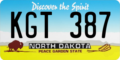 ND license plate KGT387