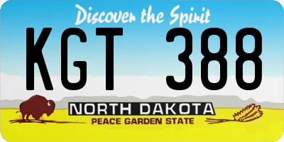 ND license plate KGT388
