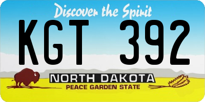 ND license plate KGT392
