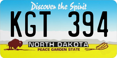 ND license plate KGT394