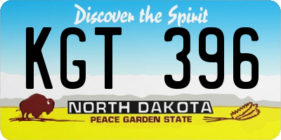 ND license plate KGT396