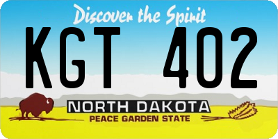 ND license plate KGT402