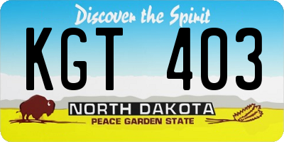 ND license plate KGT403