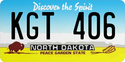 ND license plate KGT406
