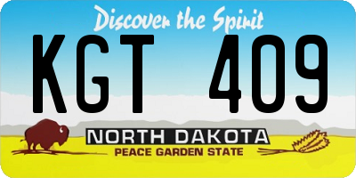 ND license plate KGT409