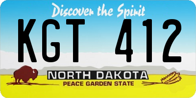 ND license plate KGT412