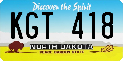 ND license plate KGT418