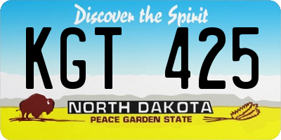 ND license plate KGT425