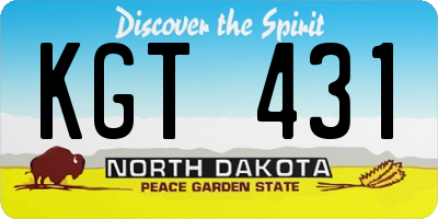 ND license plate KGT431
