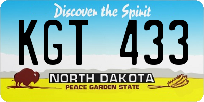 ND license plate KGT433