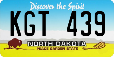 ND license plate KGT439