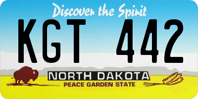 ND license plate KGT442