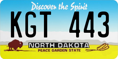 ND license plate KGT443