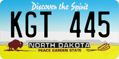 ND license plate KGT445