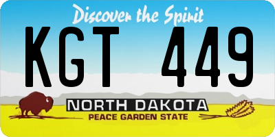 ND license plate KGT449