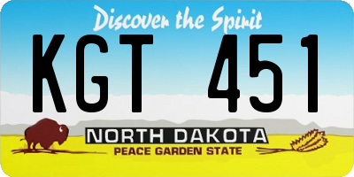 ND license plate KGT451
