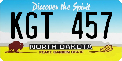 ND license plate KGT457