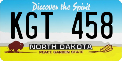 ND license plate KGT458