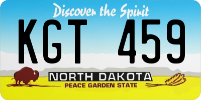 ND license plate KGT459