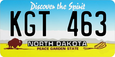 ND license plate KGT463