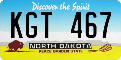 ND license plate KGT467