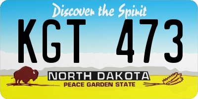 ND license plate KGT473