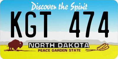 ND license plate KGT474