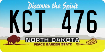 ND license plate KGT476