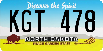 ND license plate KGT478