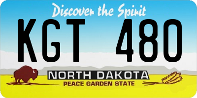 ND license plate KGT480