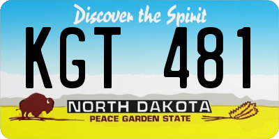 ND license plate KGT481