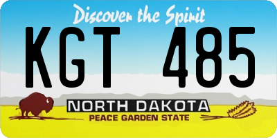 ND license plate KGT485