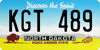 ND license plate KGT489