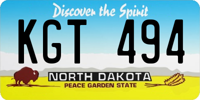 ND license plate KGT494