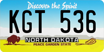 ND license plate KGT536