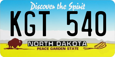 ND license plate KGT540