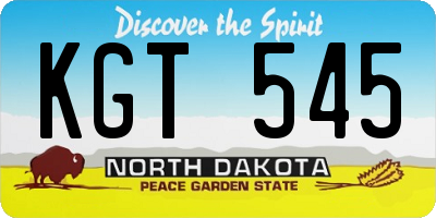 ND license plate KGT545