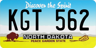 ND license plate KGT562