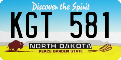 ND license plate KGT581