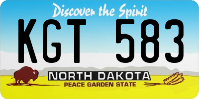 ND license plate KGT583