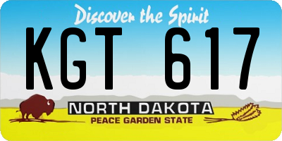 ND license plate KGT617