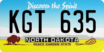 ND license plate KGT635