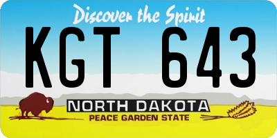 ND license plate KGT643